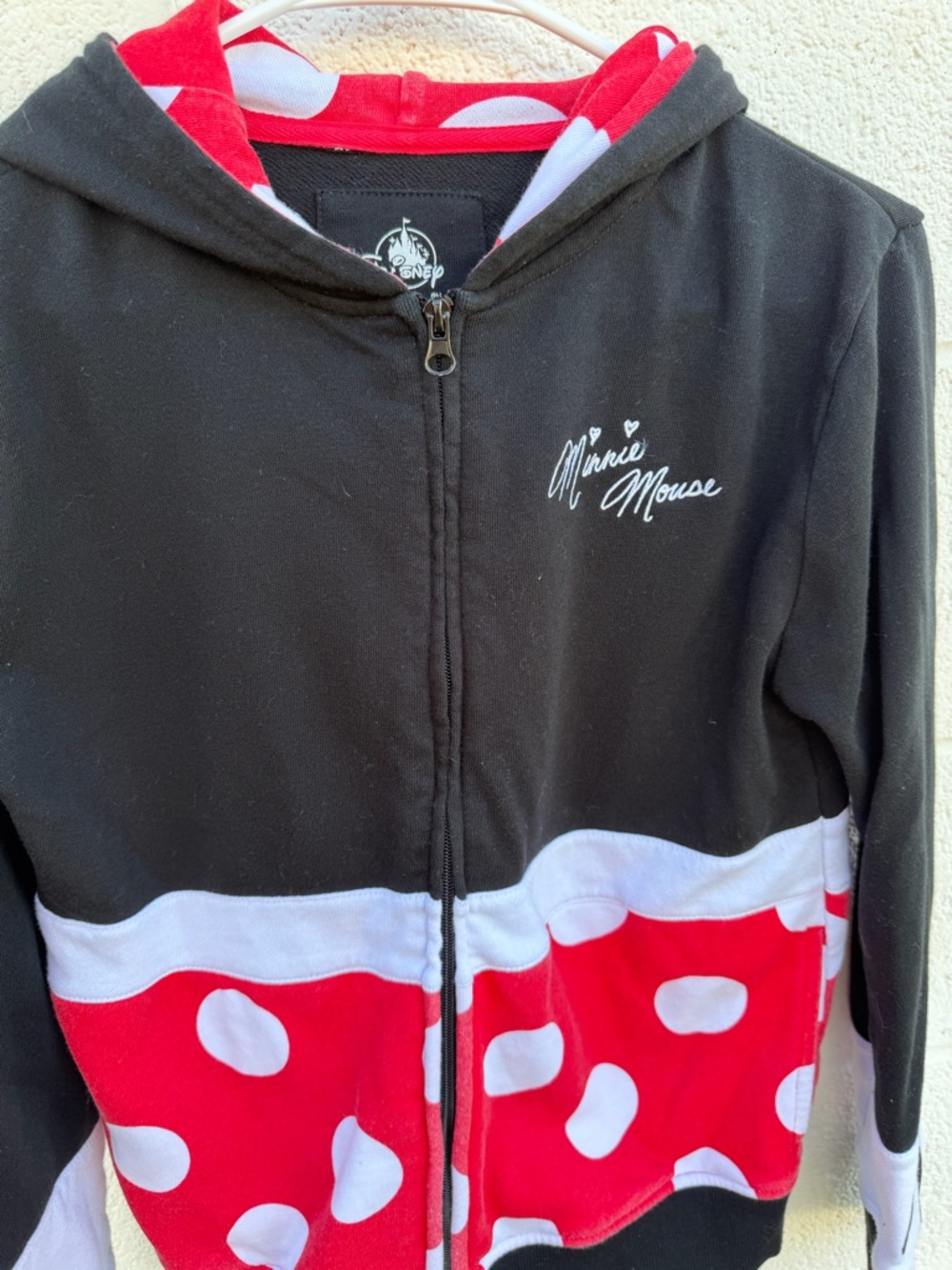 Disney Parks Minnie Mouse Cosplay Zip Up Hoodie Ears Bow XL - Picture 9 of 10